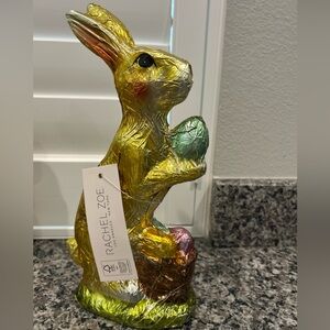 Rachel Zoe 11" EASTER Gold Bunny Rabbit Faux FOIL CHOCOLATE Eggs Figure Statue